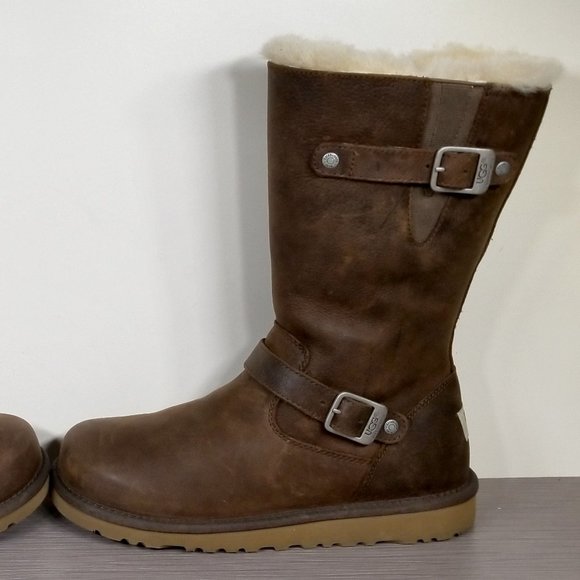 UGG Australia Kensington Tall Shearling Boots, Brown Leather, Womens Size 5 / 35 - Picture 9 of 11
